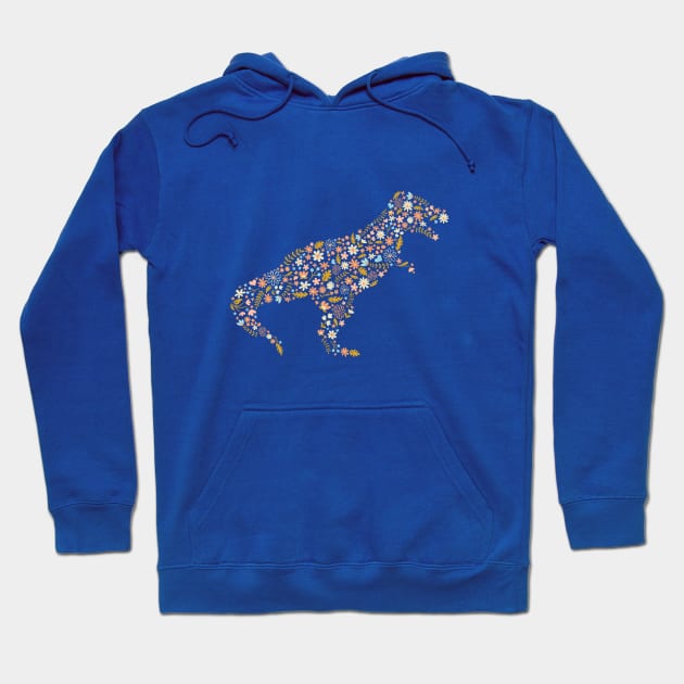 Floral T-Rex in Blue + Coral Hoodie by latheandquill